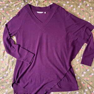 Soft Surroundings Madison Cape Long Sleeve Purple Assymetrical Hem Size Small